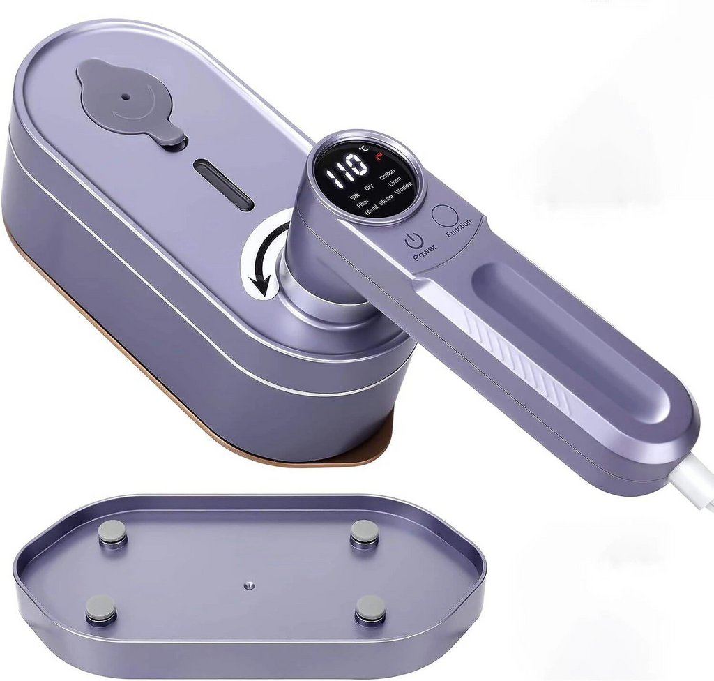 Close-up of the Miststeam nonstick gold soleplate and precision ironing tip