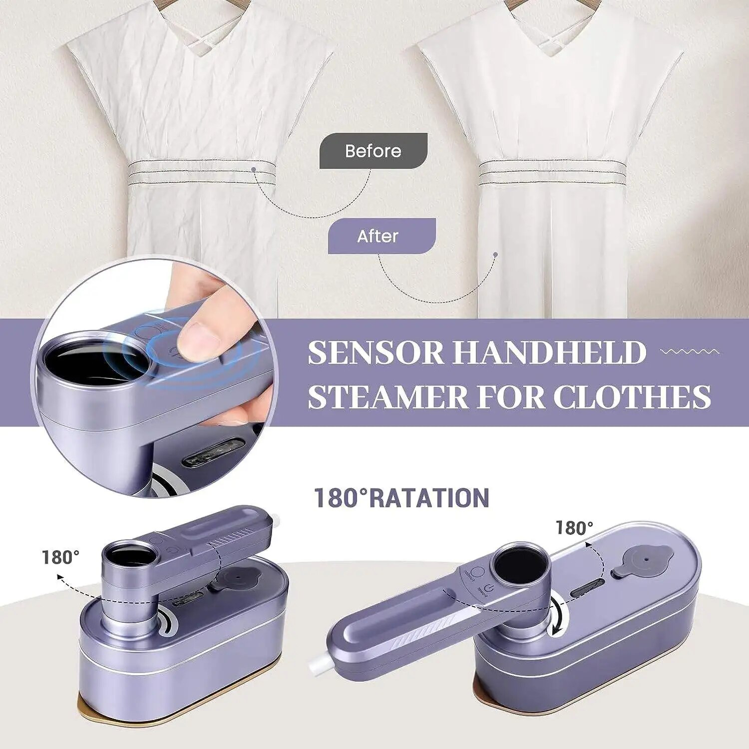 Miststeam digital display showing fabric presets such as silk, cotton and linen